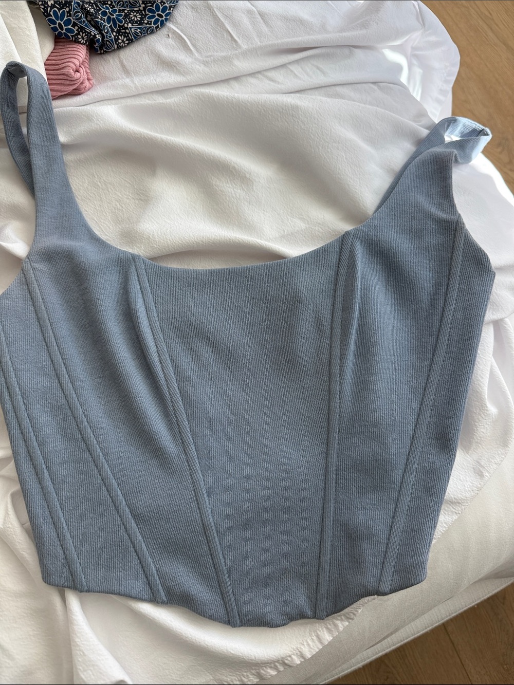 Blue Structured Sleeveless Knit Top